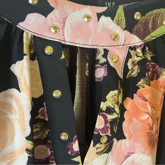 I.N.C.  Floral Stud Embellishment Cold Shoulder Long‎ Sleeve Blouse Size Large - Picture 7 of 10